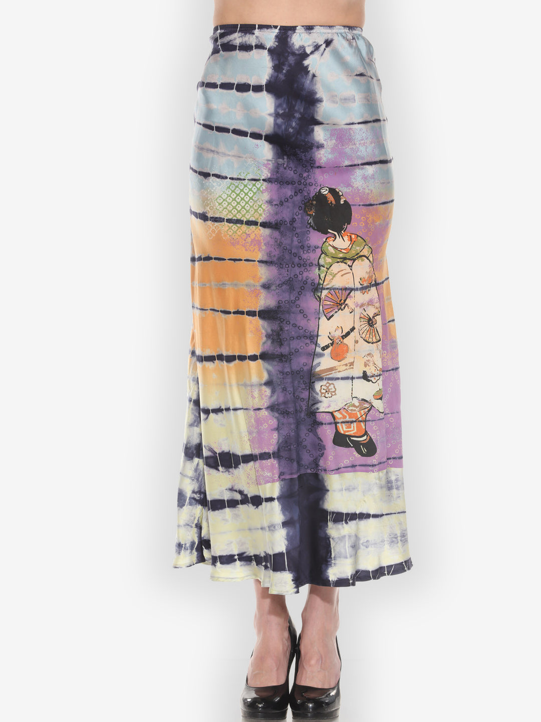 Silk Satin Geisha Tie Dye Skirt - XS