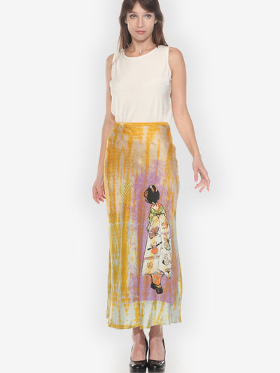 Silk Satin Geisha Tie Dye Skirt - XS
