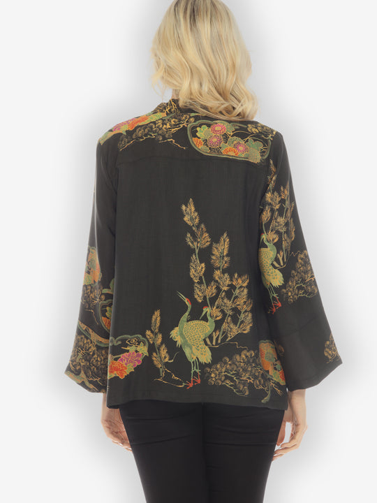 Antique Crane Silk Jacket
