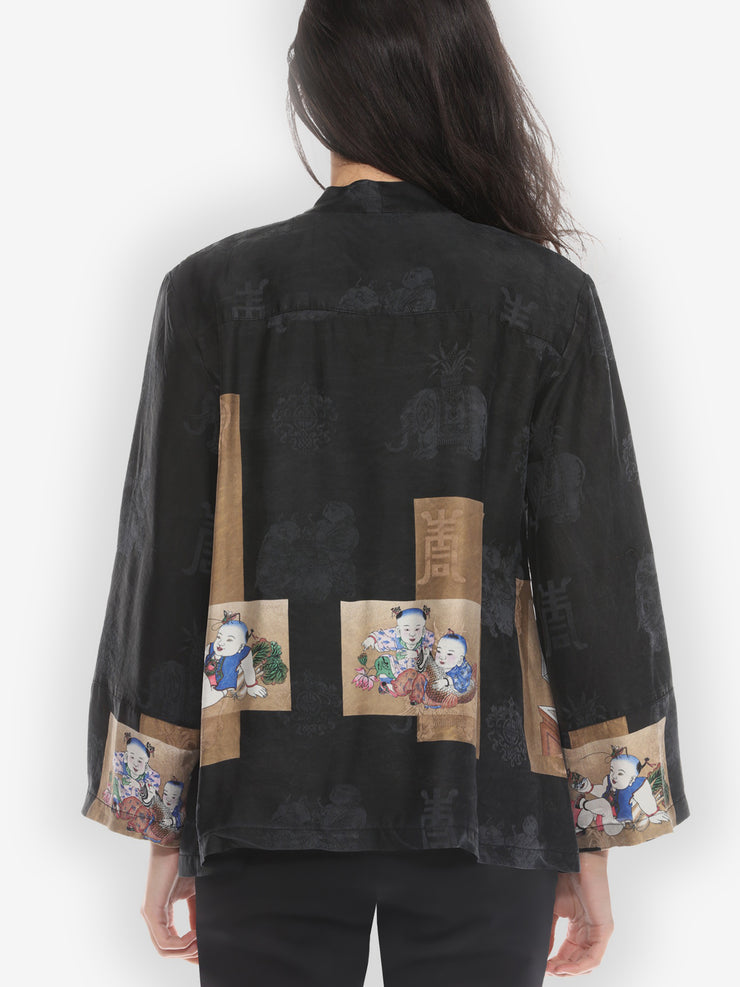 Precious Ornamental Fortune Golden Sand Silk Jacket