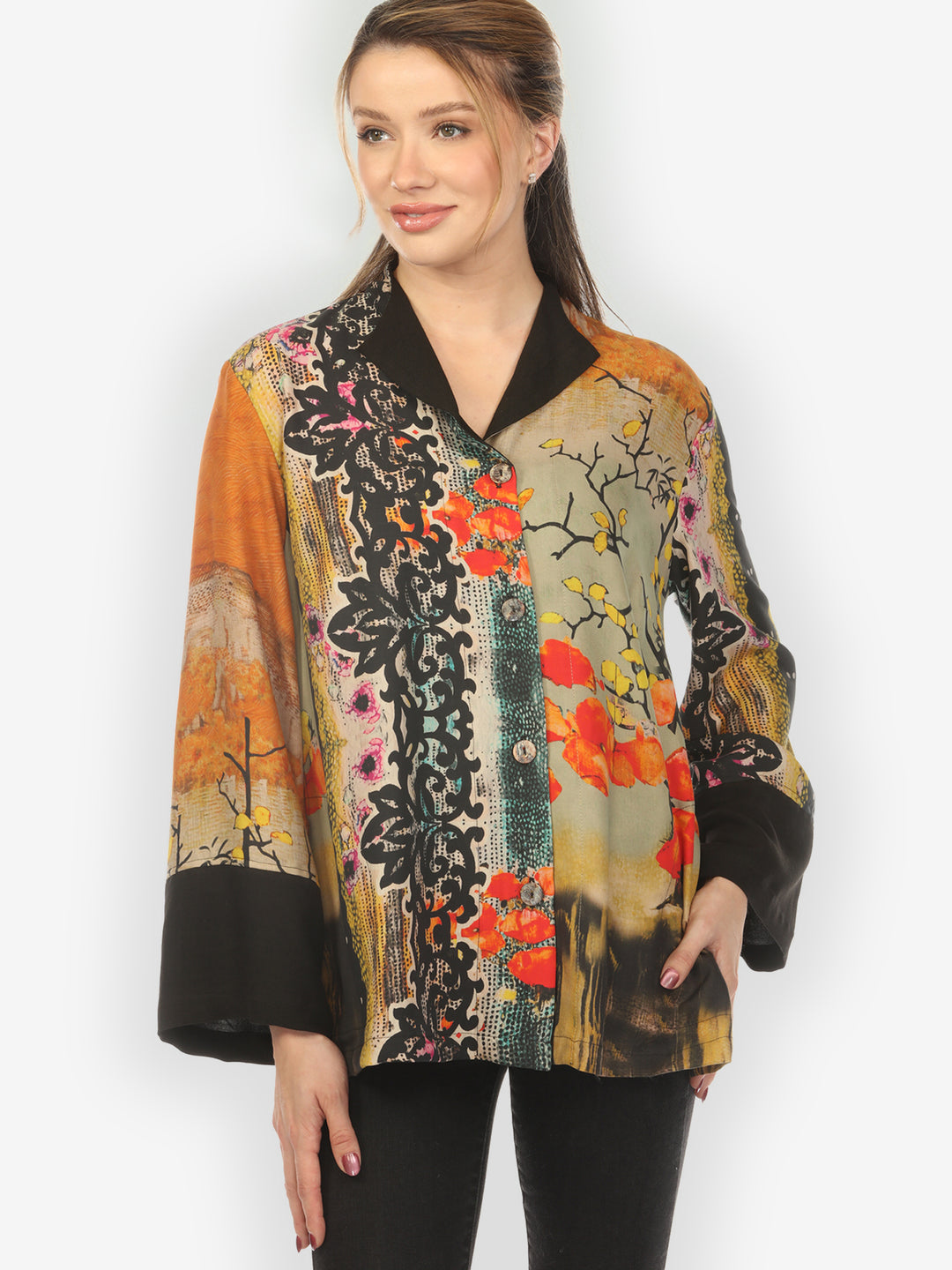 Sky Border Nature Silk Jacket