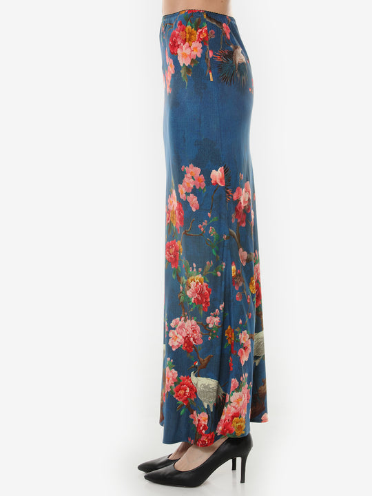 Crane and Cherry Bloom Pull on Skirt