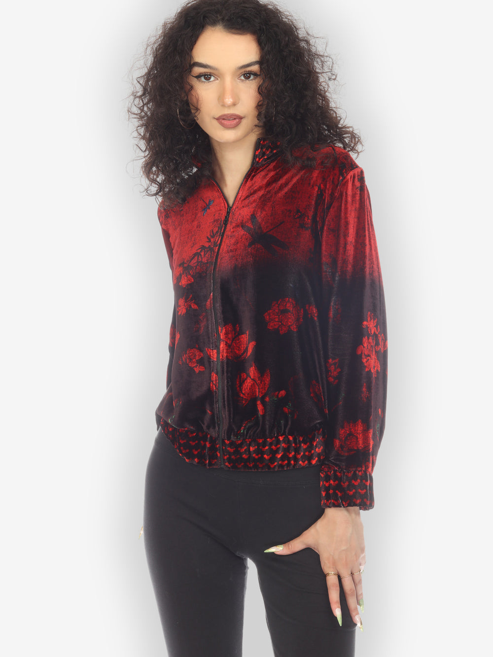 Zip Up Velvet Cardi