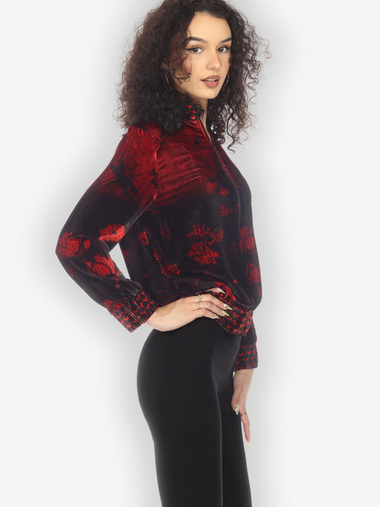Zip Up Velvet Cardi