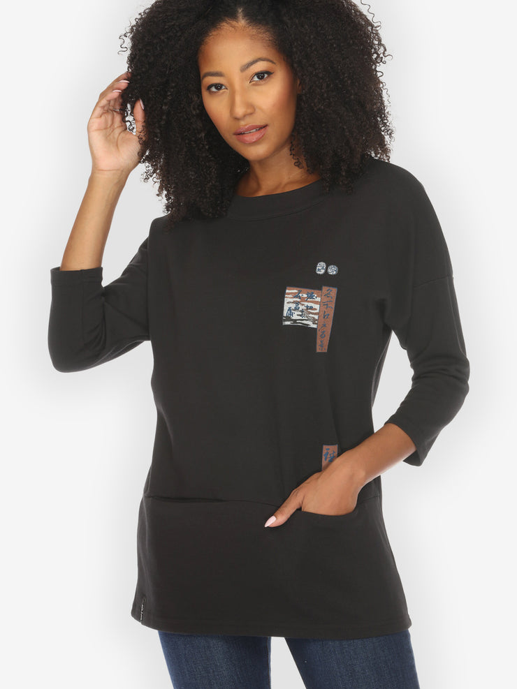 Japanese Irises Traditional Print Pullover