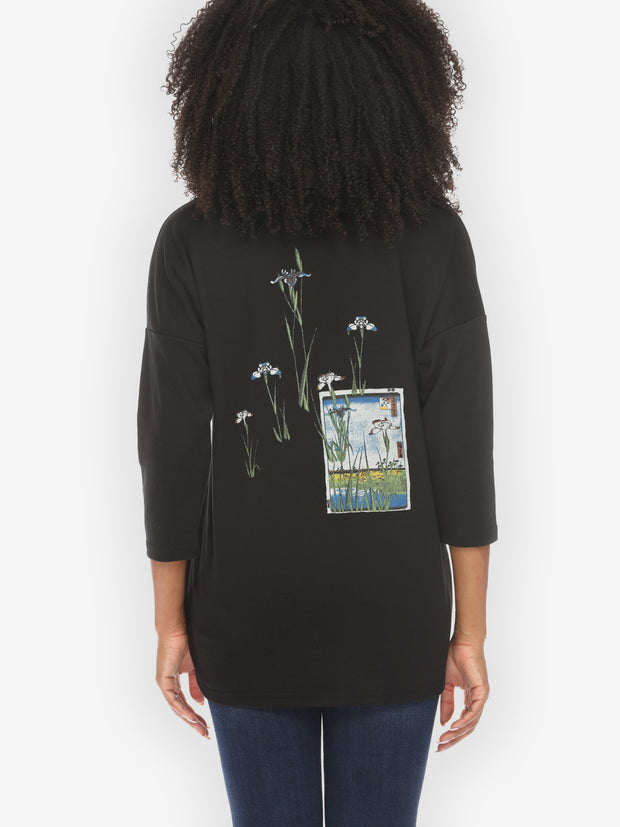 Japanese Irises Traditional Print Pullover