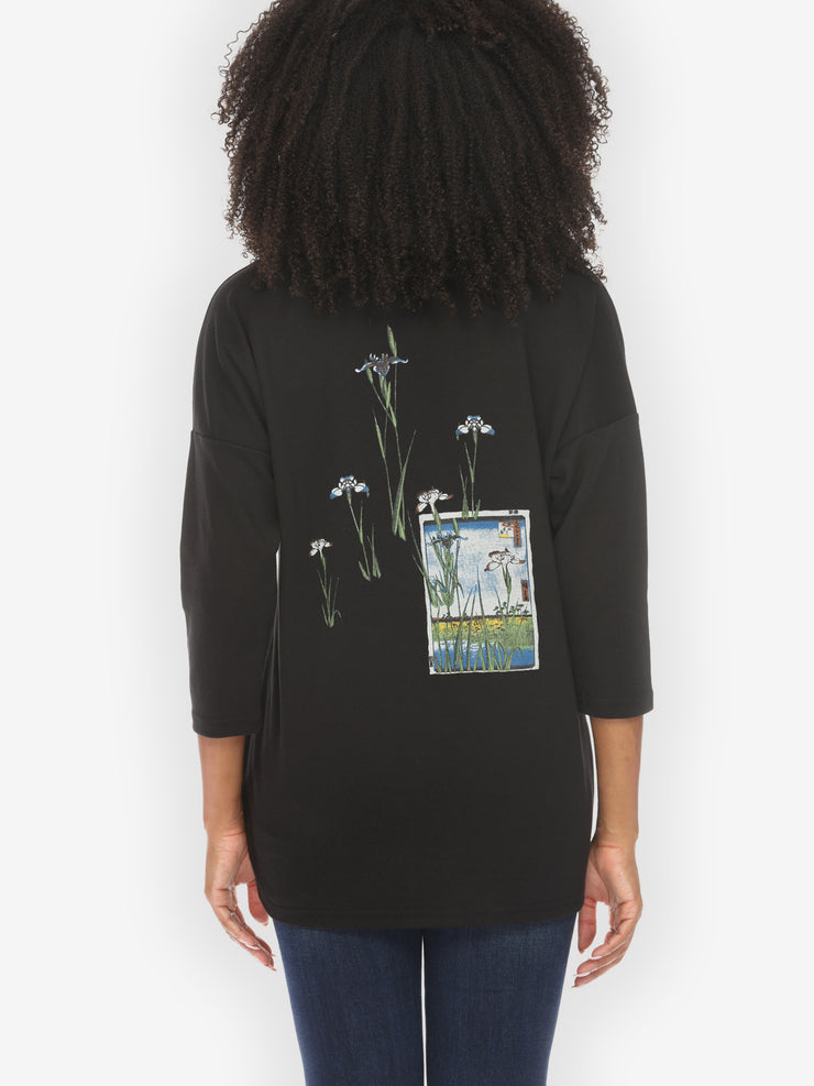 Japanese Irises Traditional Print Pullover
