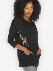 Koi Bamboo Leaf Print Cotton Tee