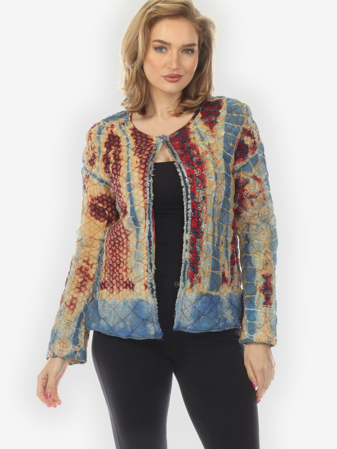 Pad One Hook Closure Blue Tie Dye Jacket - L