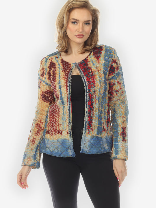 Pad One Hook Closure Blue Tie Dye Jacket - L