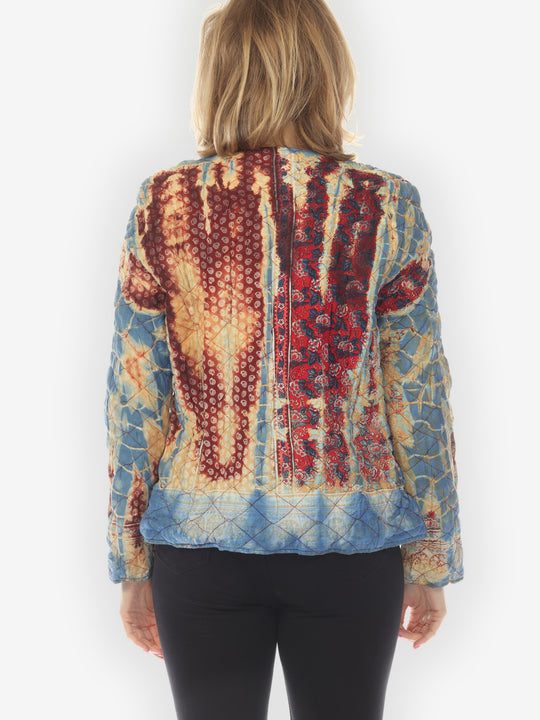 Pad One Hook Closure Blue Tie Dye Jacket - L