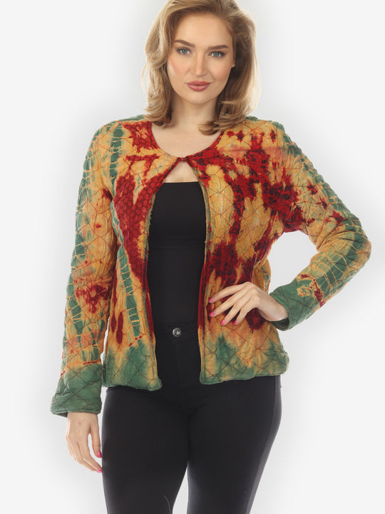 Pad One Hook Closure Green Tie Dye Jacket - L