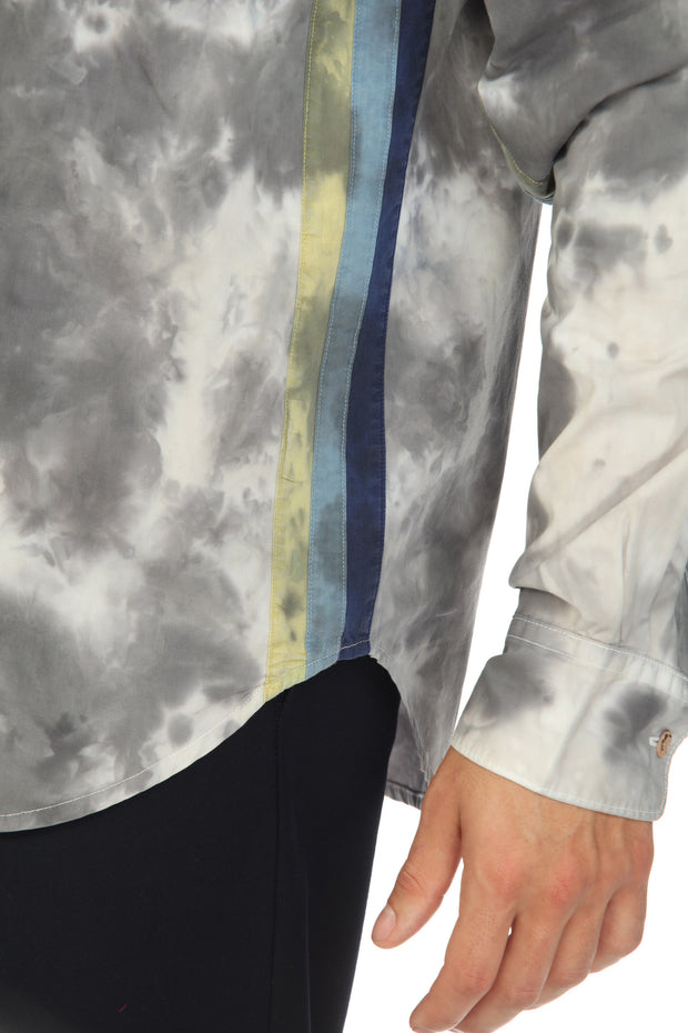 Stripe Gray Tie Dye Cotton Shirt