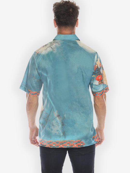 Blossom Medallion Dragonfly Mountain Cotton Shirt