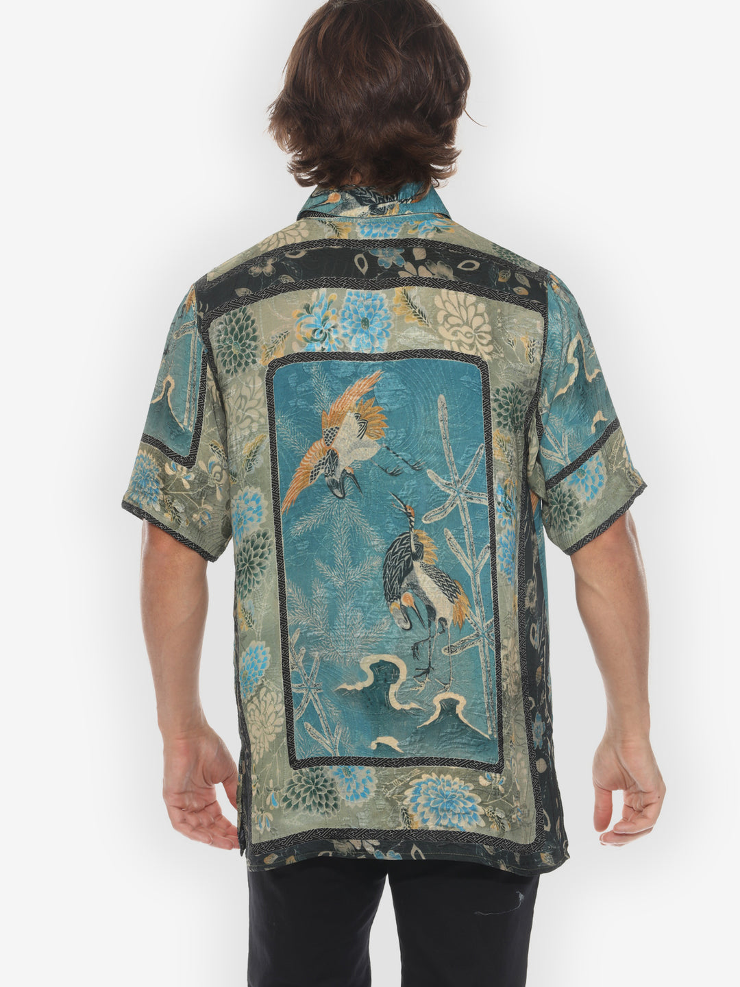 Crane Bamboo Floral Engineered Men’s Silk Shirt