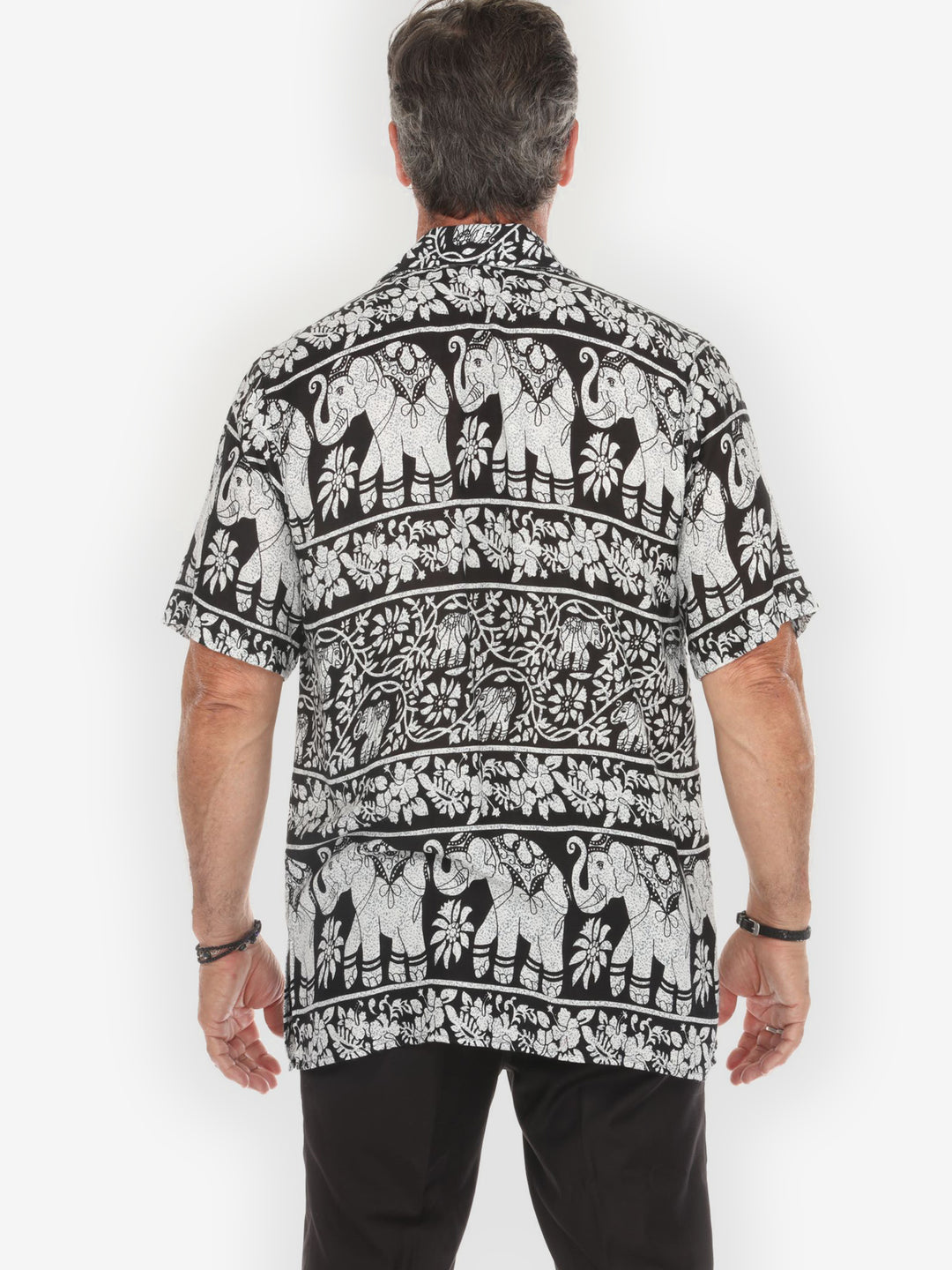 Monochrome Elephant Flowers Men’s Shirt