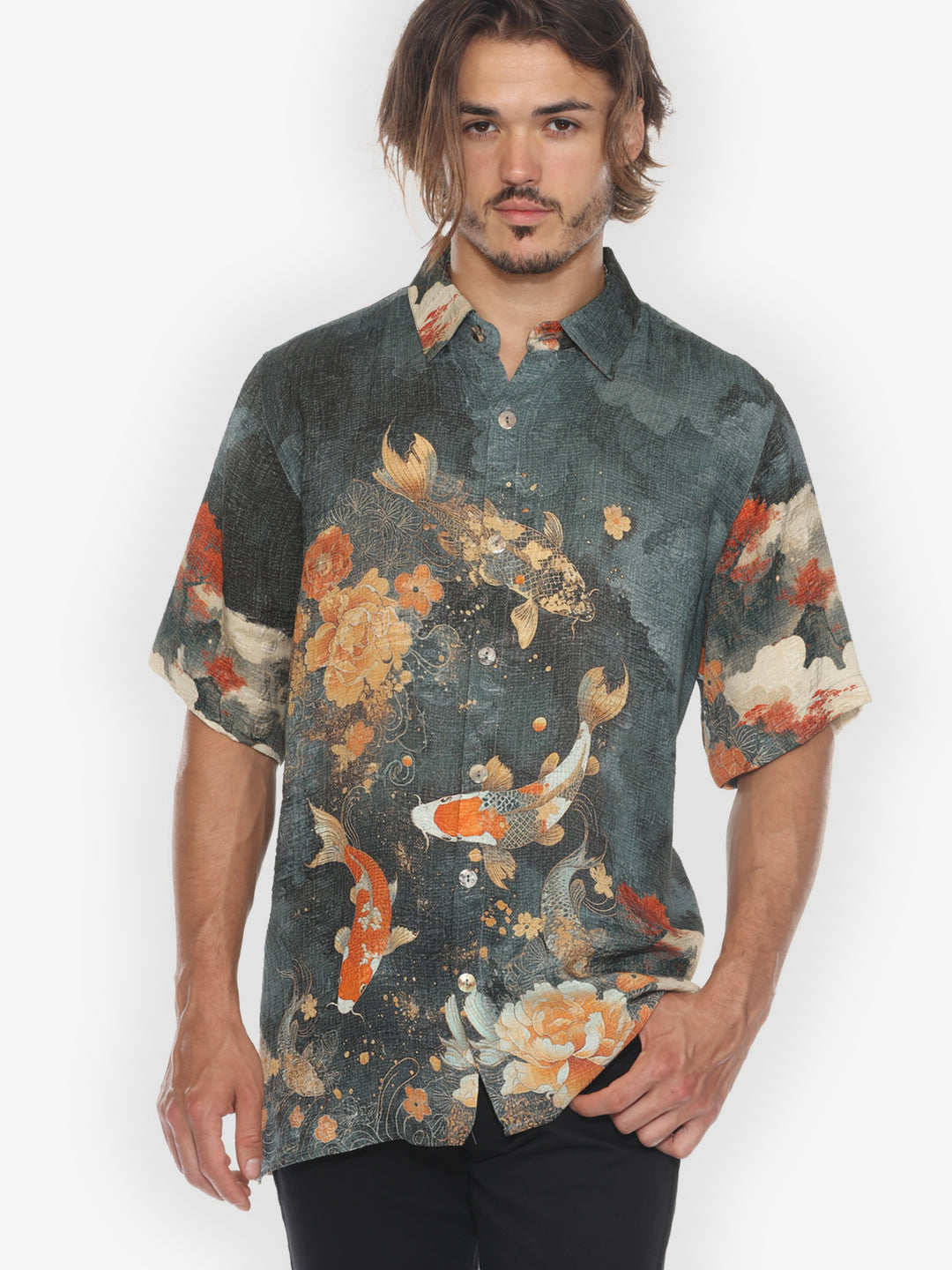 Noble Koi Fish Men’s Silk Shirt