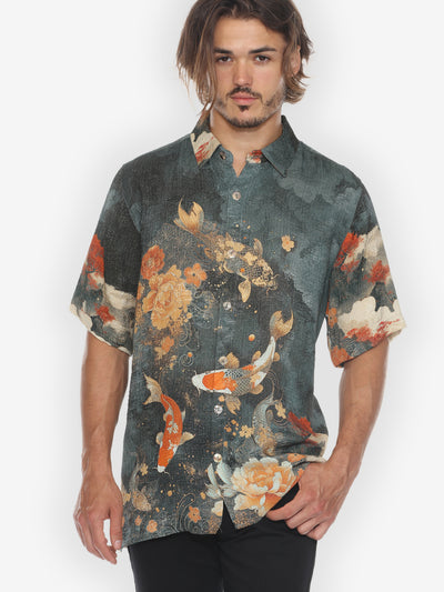 Noble Koi Fish Men’s Silk Shirt
