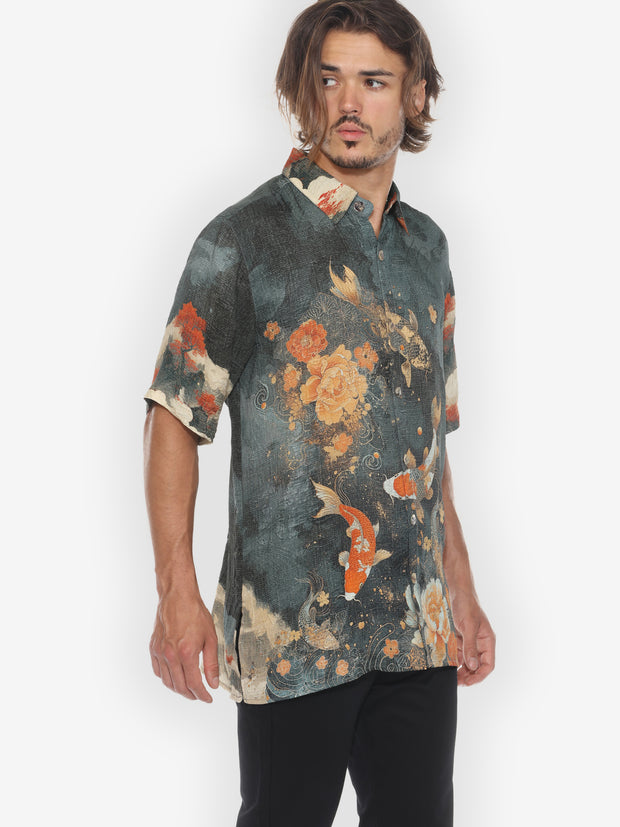 Noble Koi Fish Men’s Silk Shirt