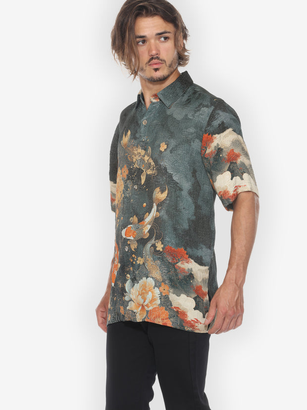 Noble Koi Fish Men’s Silk Shirt