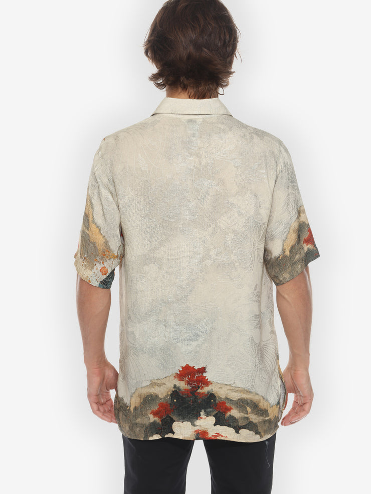 Noble Koi Fish in Cream Men’s Silk Shirt