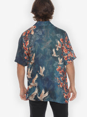 Sakura and Cranes Men’s Silk Blend Shirt