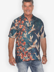 Sakura and Cranes Men’s Silk Blend Shirt