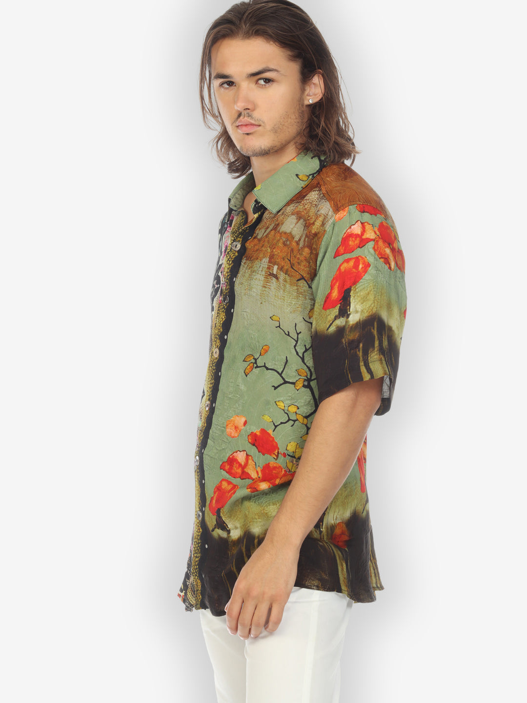 Sky Border Nature Men’s Silk Shirt