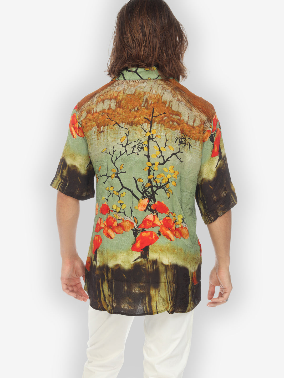 Sky Border Nature Men’s Silk Shirt