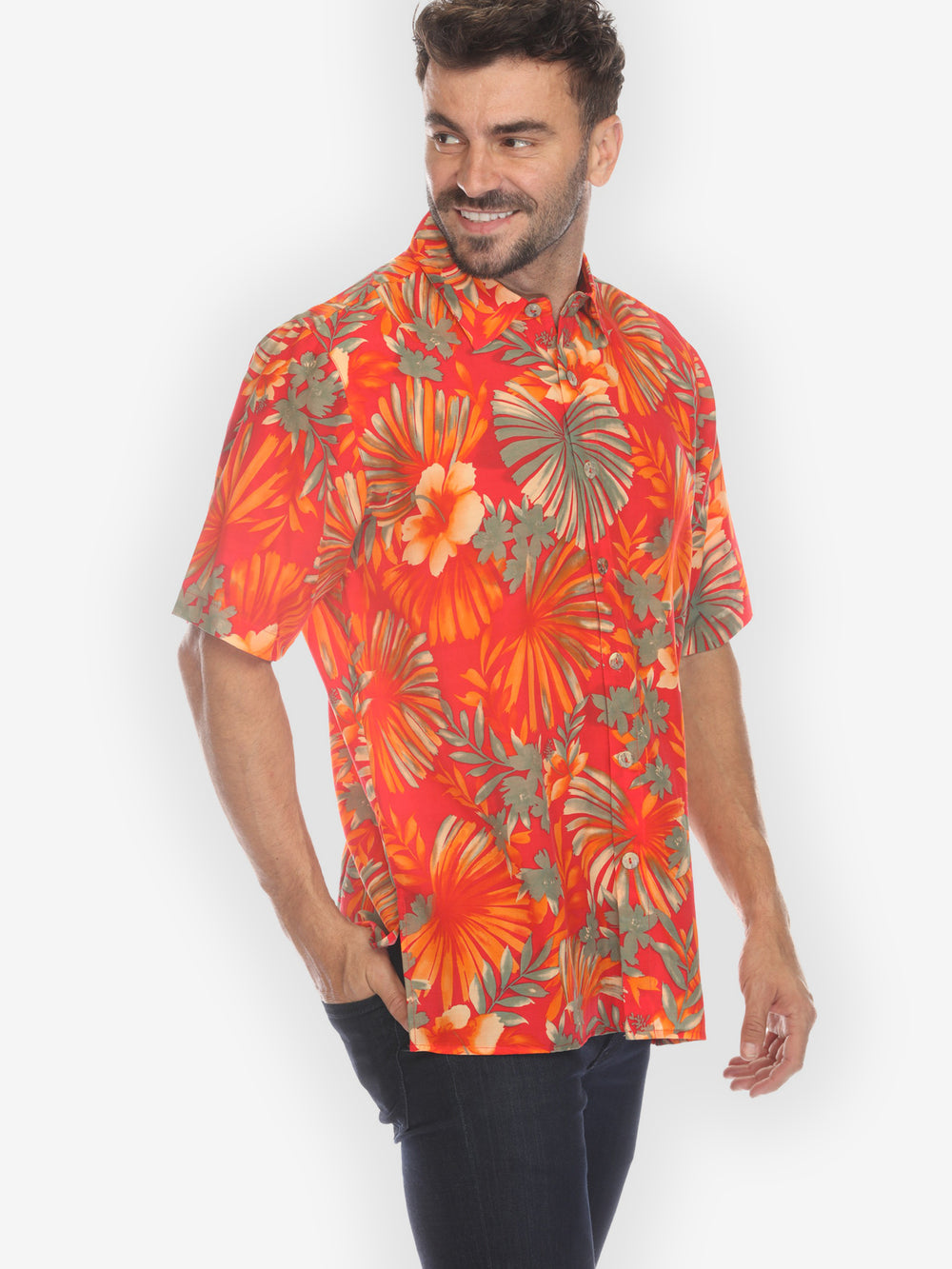 Sunshine Hibiscus Red Men's Shirt