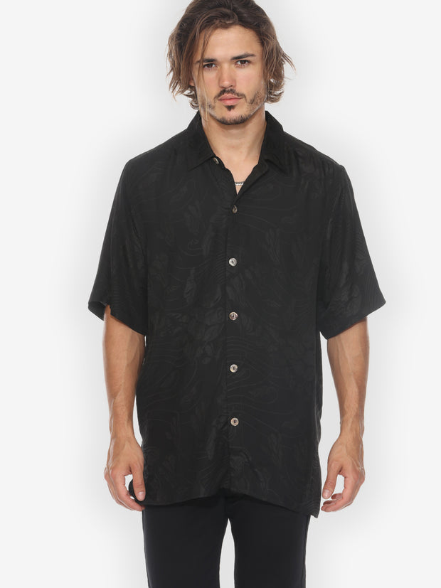Solid Silk in Black Men’s Shirt