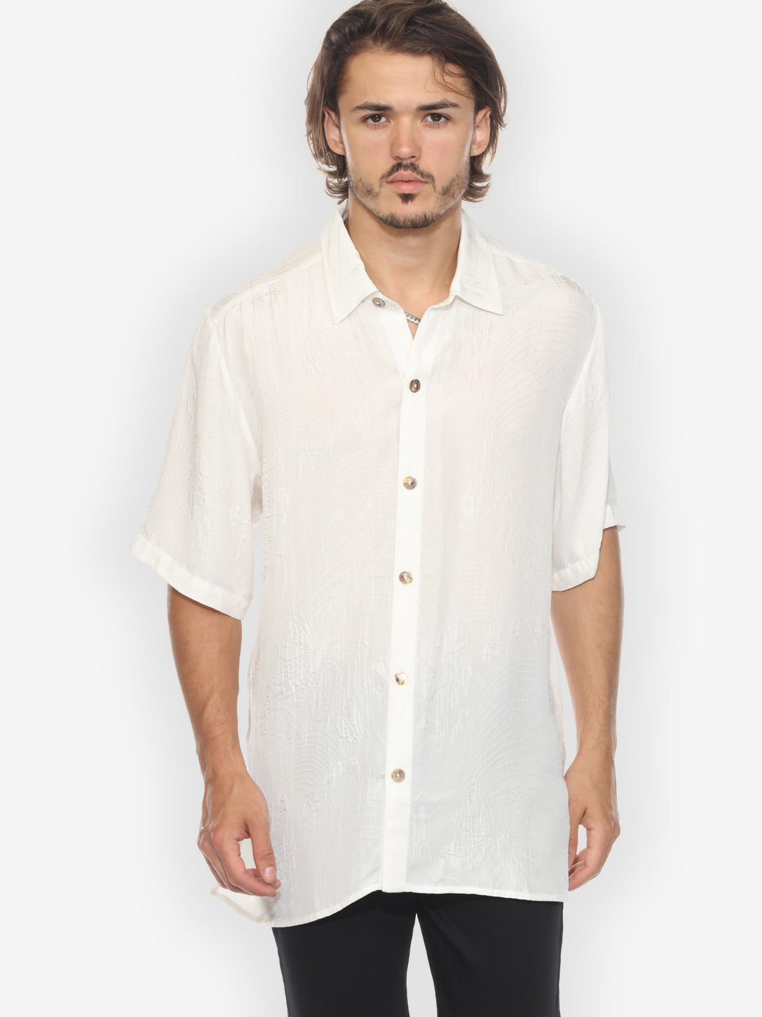 Solid Silk White Men’s Shirt