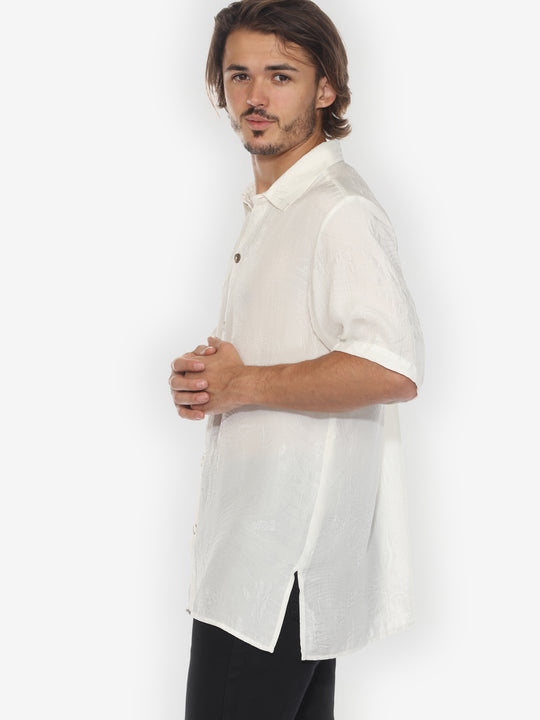 Solid Silk White Men’s Shirt