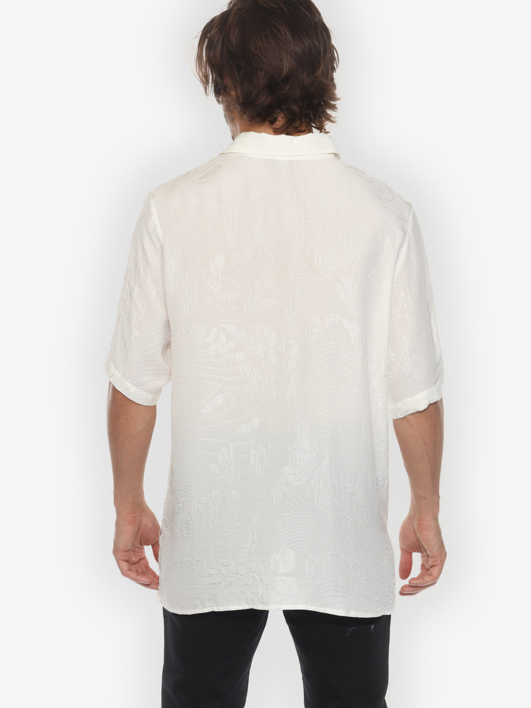 Solid Silk White Men’s Shirt