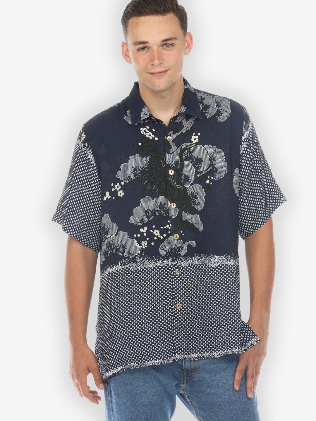 True Blue Shibori Men’s Silk Shirt