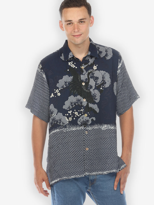 True Blue Shibori Men’s Silk Shirt