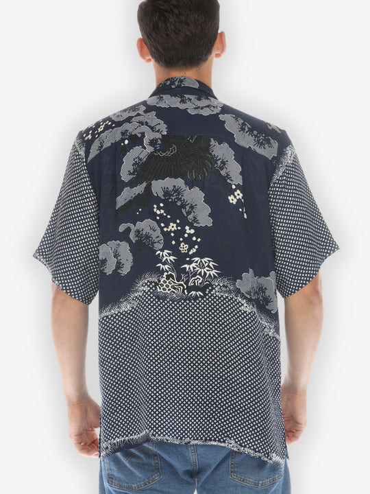 True Blue Shibori Men’s Silk Shirt