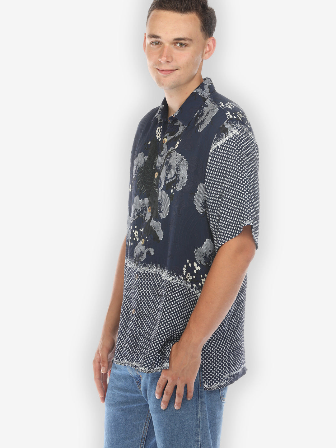 True Blue Shibori Men’s Silk Shirt