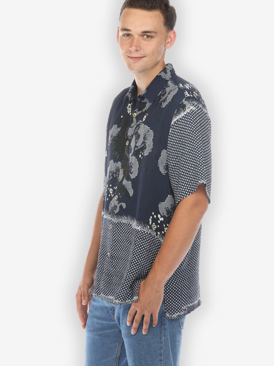 True Blue Shibori Men’s Silk Shirt