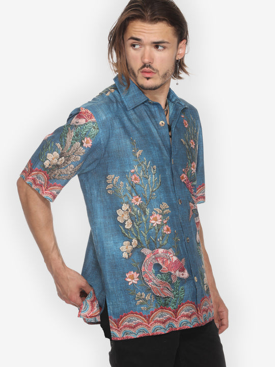 Vintage Koi Embroidery Men&