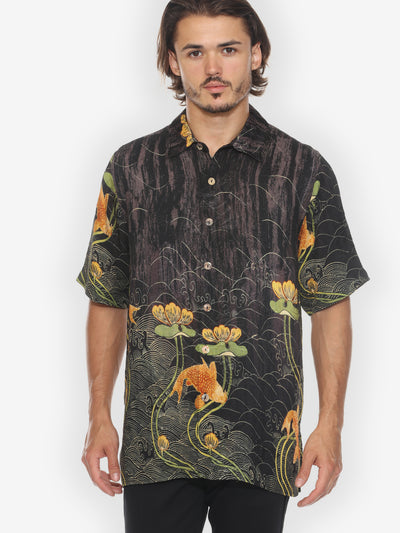 Water Lily Koi Men’s Silk Shirt