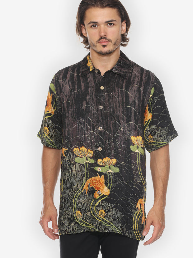 Water Lily Koi Men’s Silk Shirt
