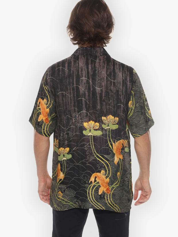 Water Lily Koi Men’s Silk Shirt