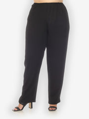 Silk Crepe Jacquard Black Pull On Pant