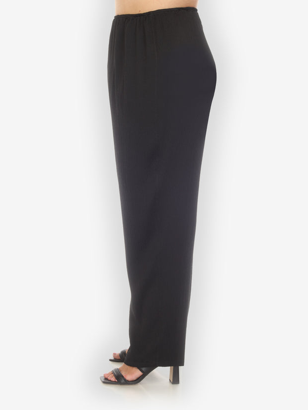 Silk Crepe Jacquard Black Pull On Pant