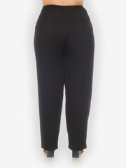 Silk Crepe Jacquard Black Pull On Pant