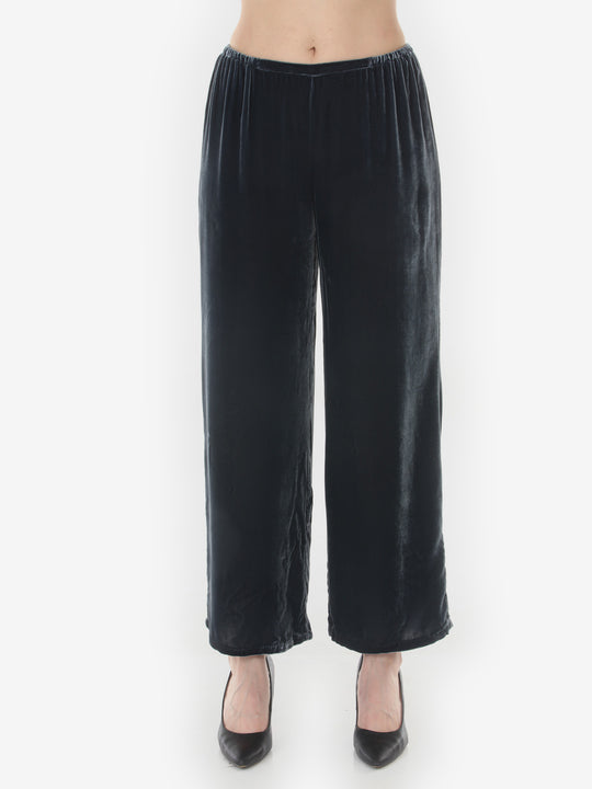 Relaxed Silk Blend Velvet in Steel Blue Pant