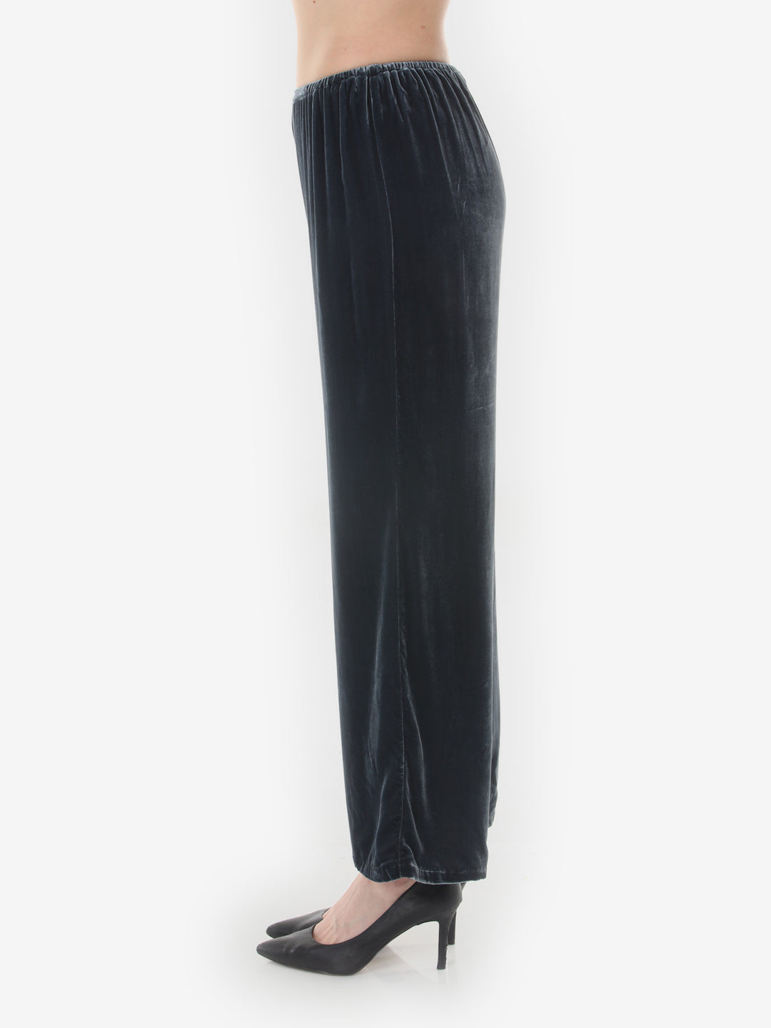 Relaxed Silk Blend Velvet in Steel Blue Pant