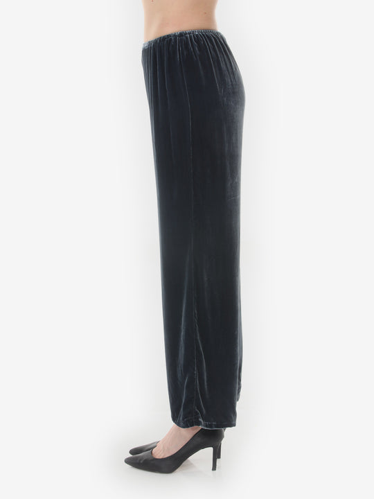 Relaxed Silk Blend Velvet in Steel Blue Pant