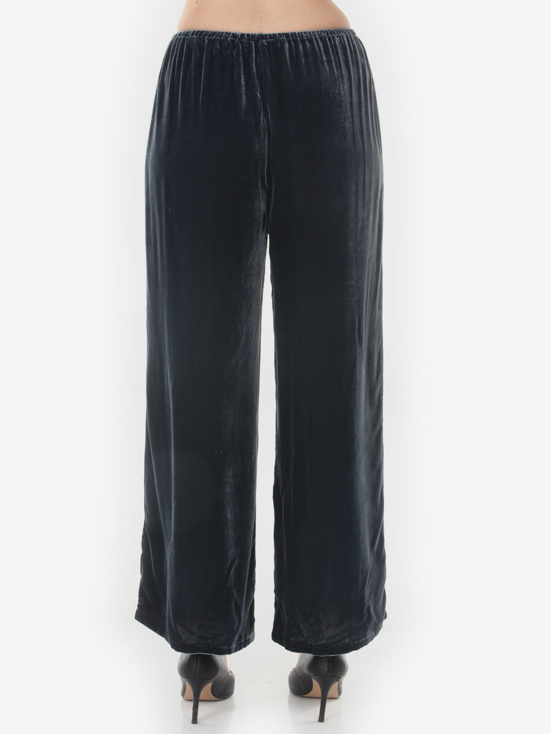 Relaxed Silk Blend Velvet in Steel Blue Pant